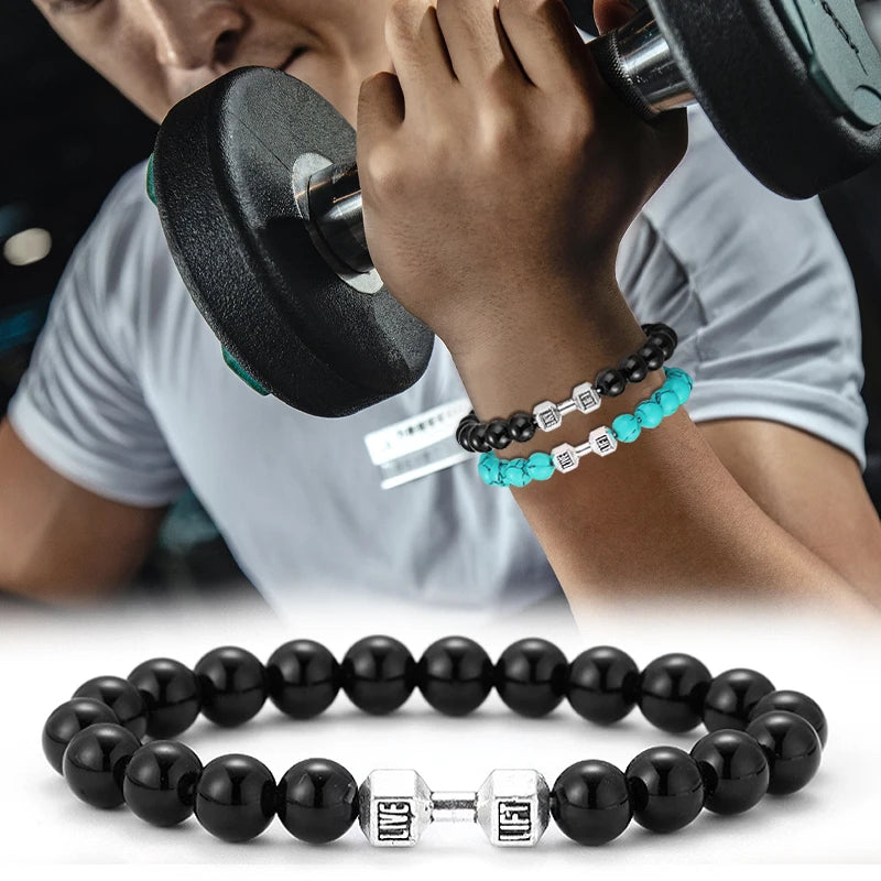 Natural Volcanic Stone Bracelet – Matte Black Lava Bead Fitness Bracelet for Men & Women