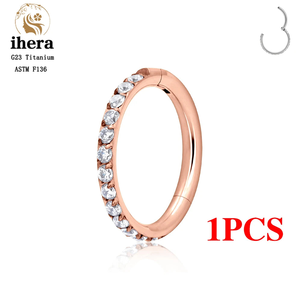 1/10PCS G23 Titanium Nose Rings Septum Clicker Ear Cartilage Tragus Helix Daith Earrings Hoops 16G 18G CZ Body Piercing Jewelry