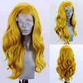 AIMEYA Yellow Loose Wave Wig Synthetic Lace Front Wig Natural Hairline Daily Use Cosplay Wig Heat Resistant Fiber Hair