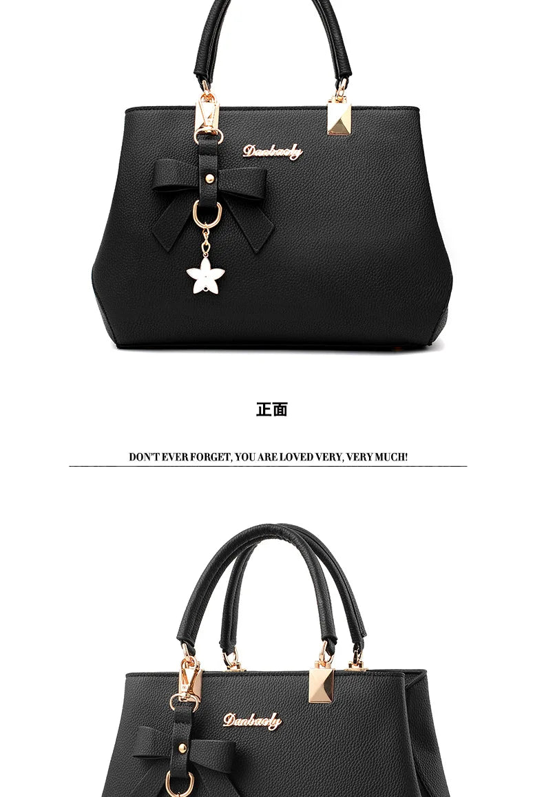 Yogodlns Elegant Women Messenger Bags with flower pendant Office Ladies Totes Pure Leather Handbag for female Crossbody Shoulder