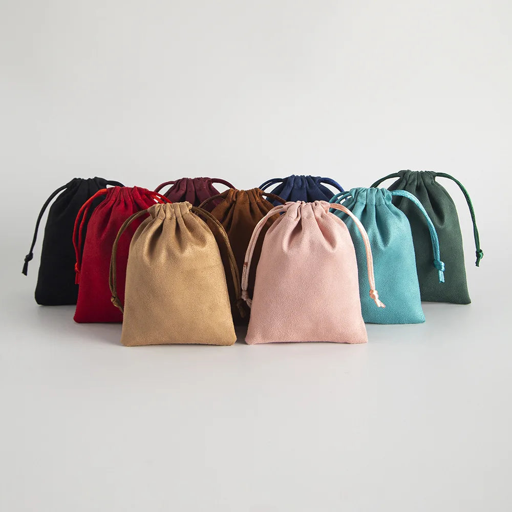 10pcs/Lot  Tinifu Blue Flannel Jewelry Packaging Velvet Drawstring Pouch for Cosmetic Makeup Pouches Chic Wedding Favor Gift Bag