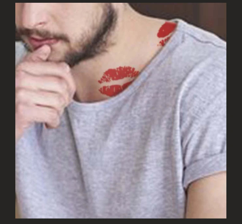 Red Lips Temporary Tattoo – Waterproof Neck & Arm Tattoo for Men & Women