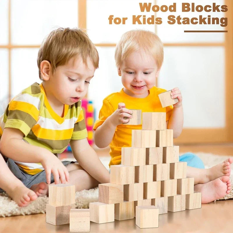 Unfinished Wood Cubes for Crafts | 12pcs 3.5cm Natural Pine Square Blocks | DIY Painting, Decor & Party Projects