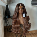 30inches Super Wavy Chestnut Brown 1X4 U Part Wig Human Hair for Black Women Machine Made Easy Wear Wig With Clips V Part Wigs