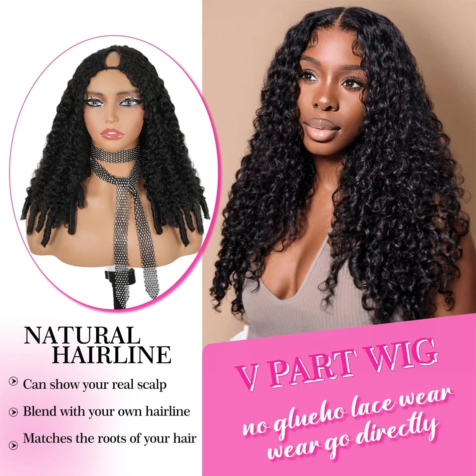 Burmese Curly 100% Glueless Human Hair V Part Wigs With Drawstring Virgin Wear And Go Burmese Curly Half Wig 230Density Headband