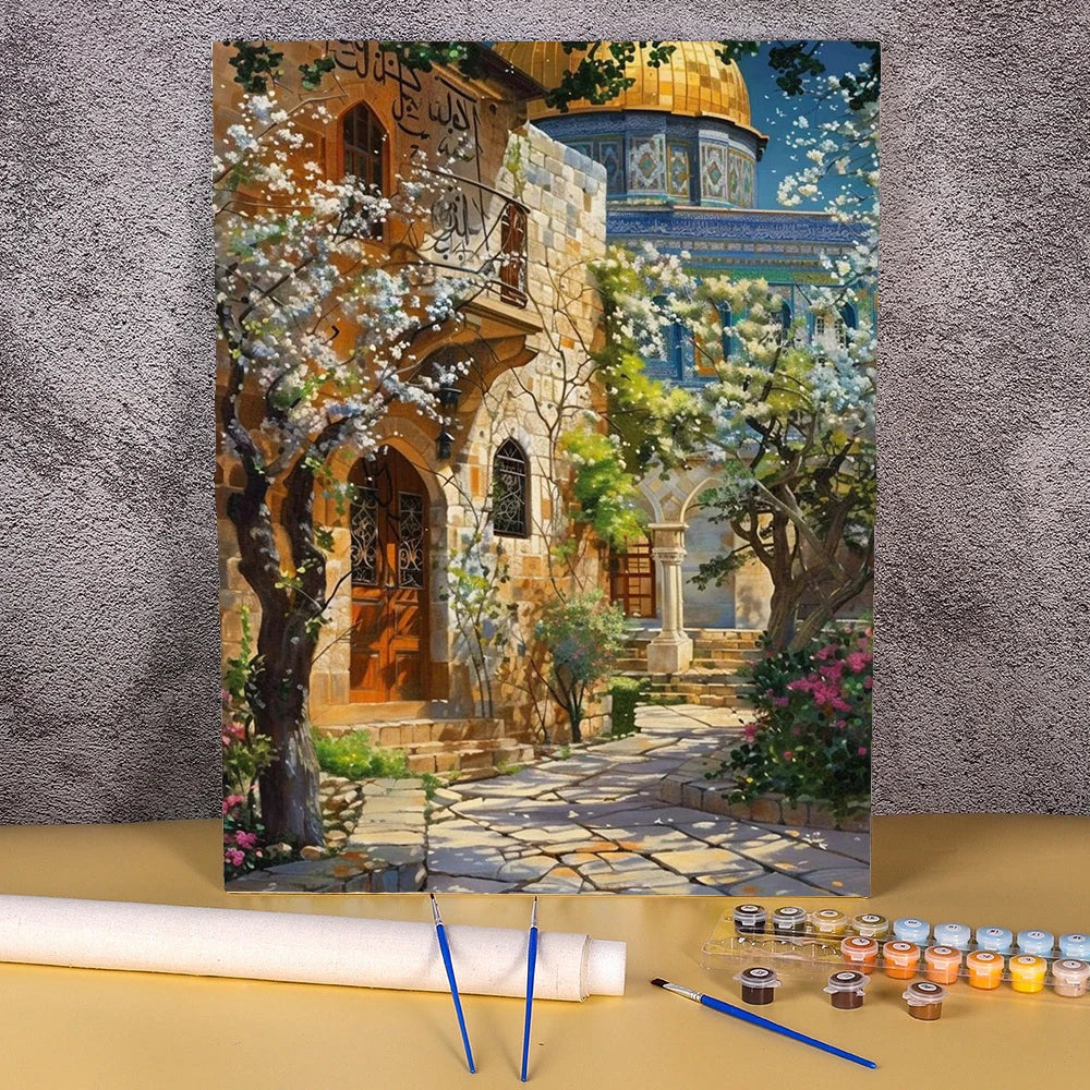 Paint By Numbers Night Park Scenery Kit | 40×50cm Frameless Canvas | DIY Acrylic Painting for Kids & Adults | Home Decor Gift