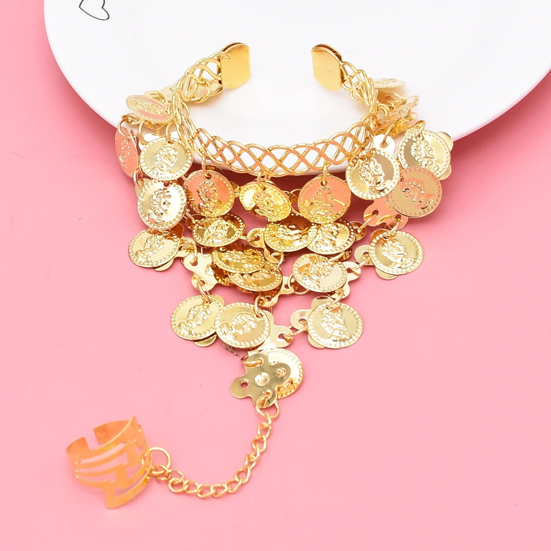Indian Dance Jewelry Set – Necklace, Headwear, Earrings & Bracelet for Women's Party