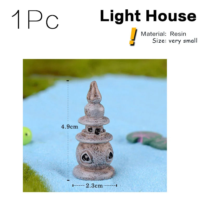 Lighthouse Figurine Miniature | Resin Pool Tower Micro Landscape Ornament | Fairy Garden & Home Decor Accessory