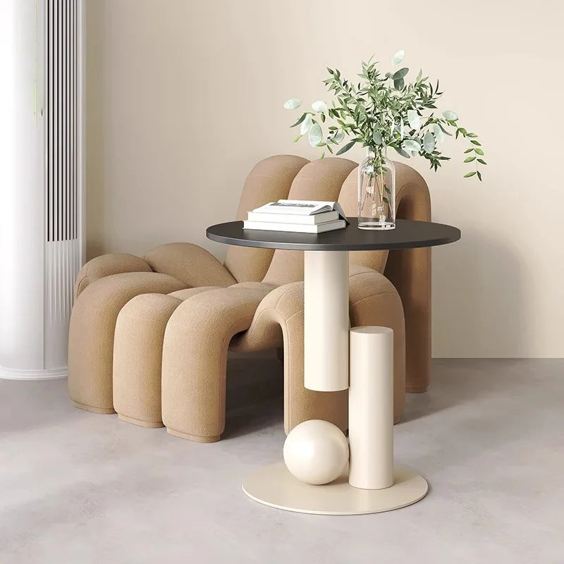 Living Room Sofa, Coffee Table & Side Cabinet Set – Light Luxury Balcony Bedside Furniture