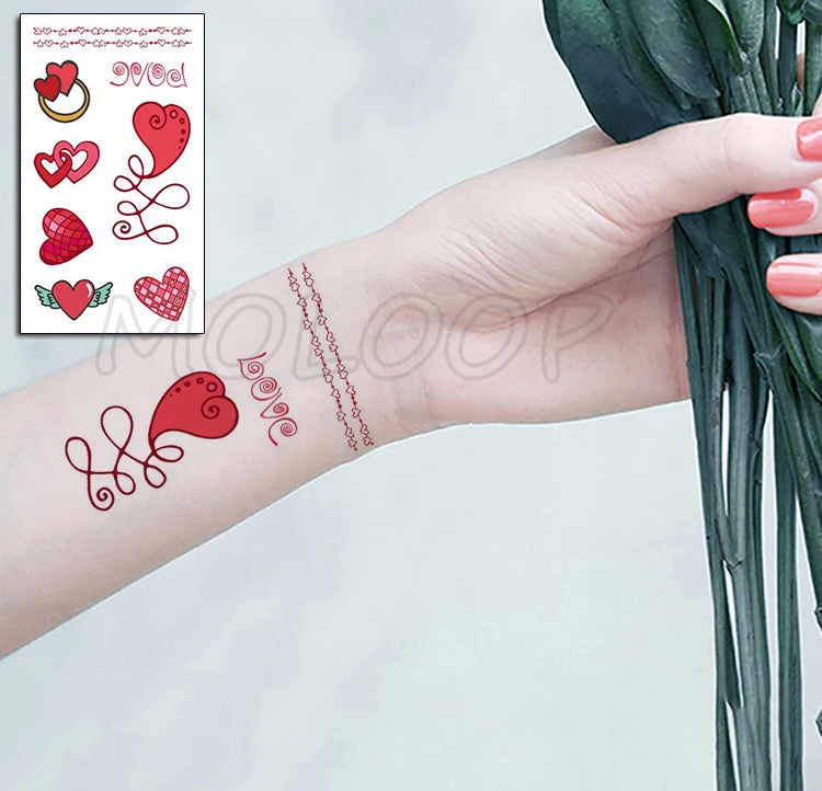 Sexy Red Lips Water Transfer Tattoo – Waterproof Body Art 10.5x6cm