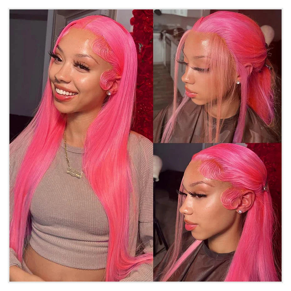 Pink Human Hair Wig – 30 & 38 Inch 613 HD Lace Frontal 13x6 Colored Wig