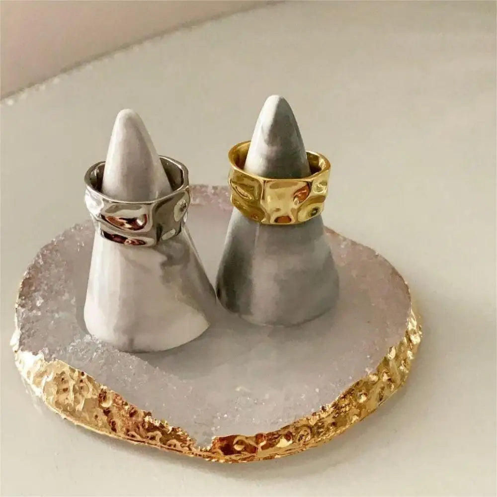 1/3 PCS Stackable Stainless Steels Adjustable Ripple Rings 18K Plated Gold Silver Minimalist Irregular Rings for Women Jewelry