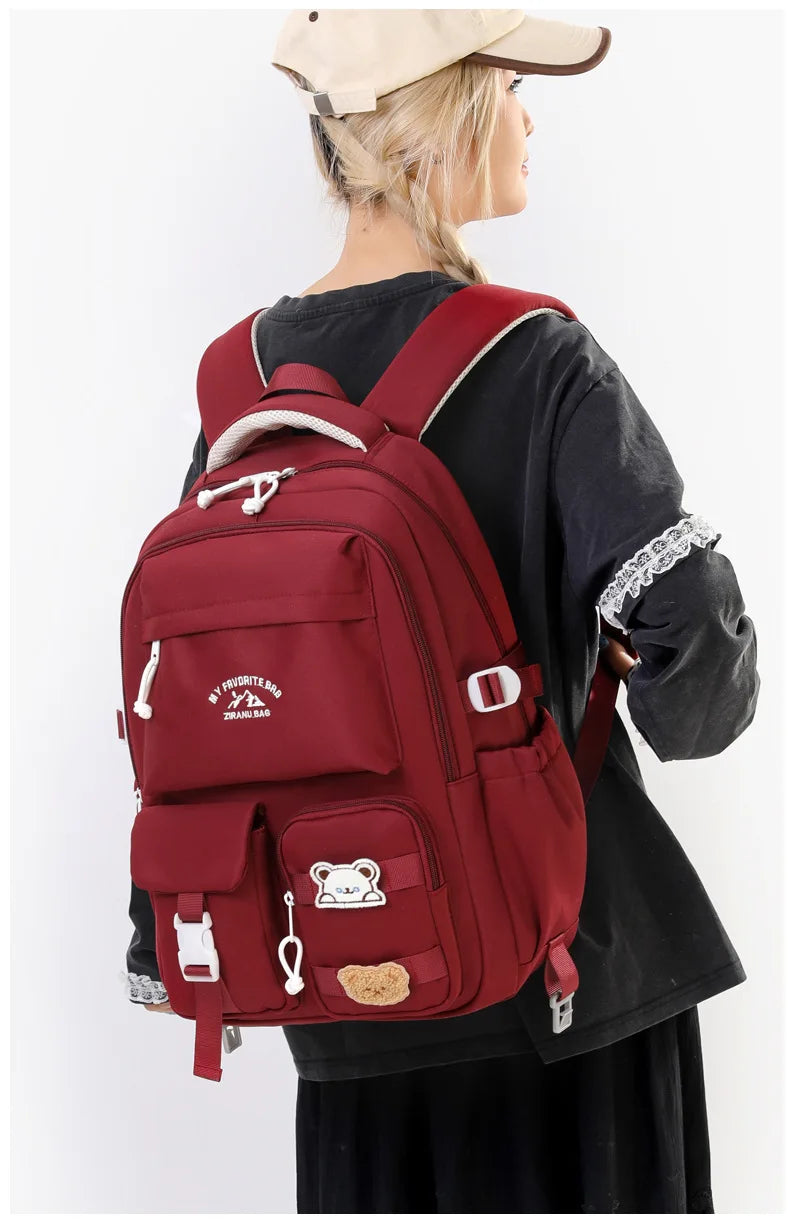 Korean Style Daily Backpack For Women Packsack Waterproof nylon Fabric Travel Backpacks Girls School Bag Teenagers Casual Bags