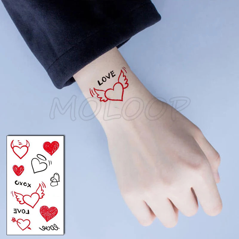 Sexy Red Lips Water Transfer Tattoo – Waterproof Body Art 10.5x6cm