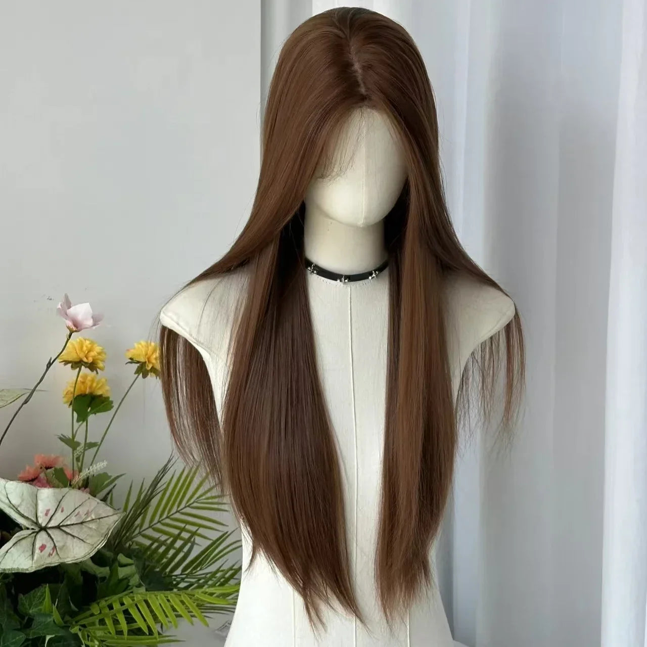 Brown Wig Long Shtriaght Hair Wig 24inch Light Brown Synthetic Wigs for Women Daily Use Heat Resistant Fibers Headband Wig 가발