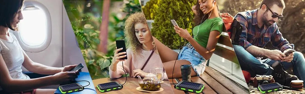 Solar Power Bank – 80000mAh Portable Charger with Strong LED Light for All Smartphones