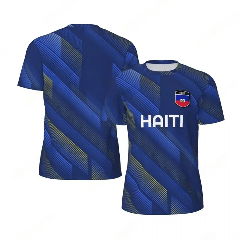 Haiti Flag Football 3D Print Sport T-Shirt – Men's Breathable Round Neck Tee
