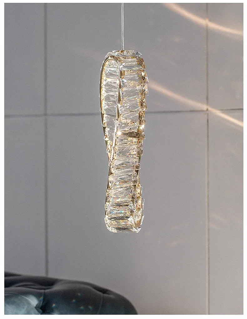 Luxury LED Crystal Pendant Light | Modern Chandelier for Bedroom & Living Room | 3 Color Modes | 90–260V