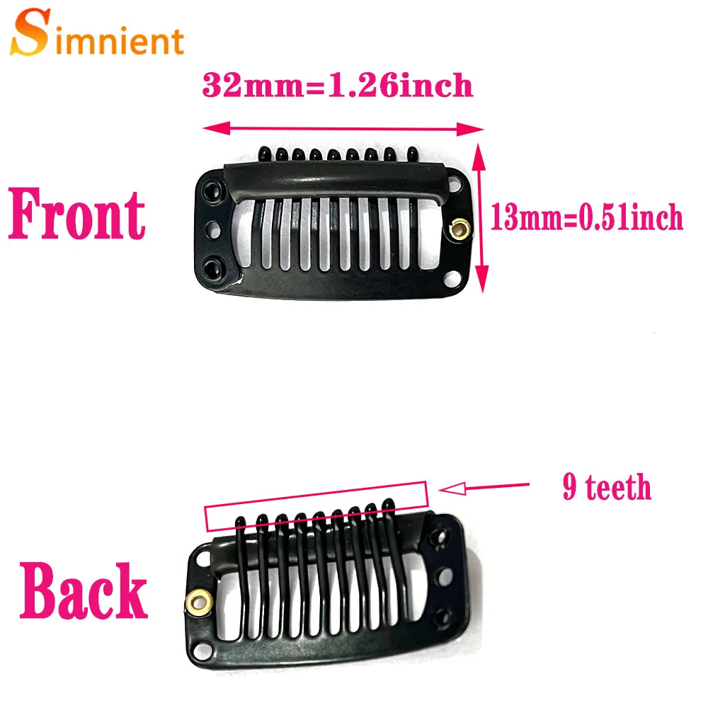 U/T Shape 30Pcs/Lot Clip In Hair Extension Wig Clips For Human Hair Bangs Snap Hair Clips For Extensions Metal Comb For Closure