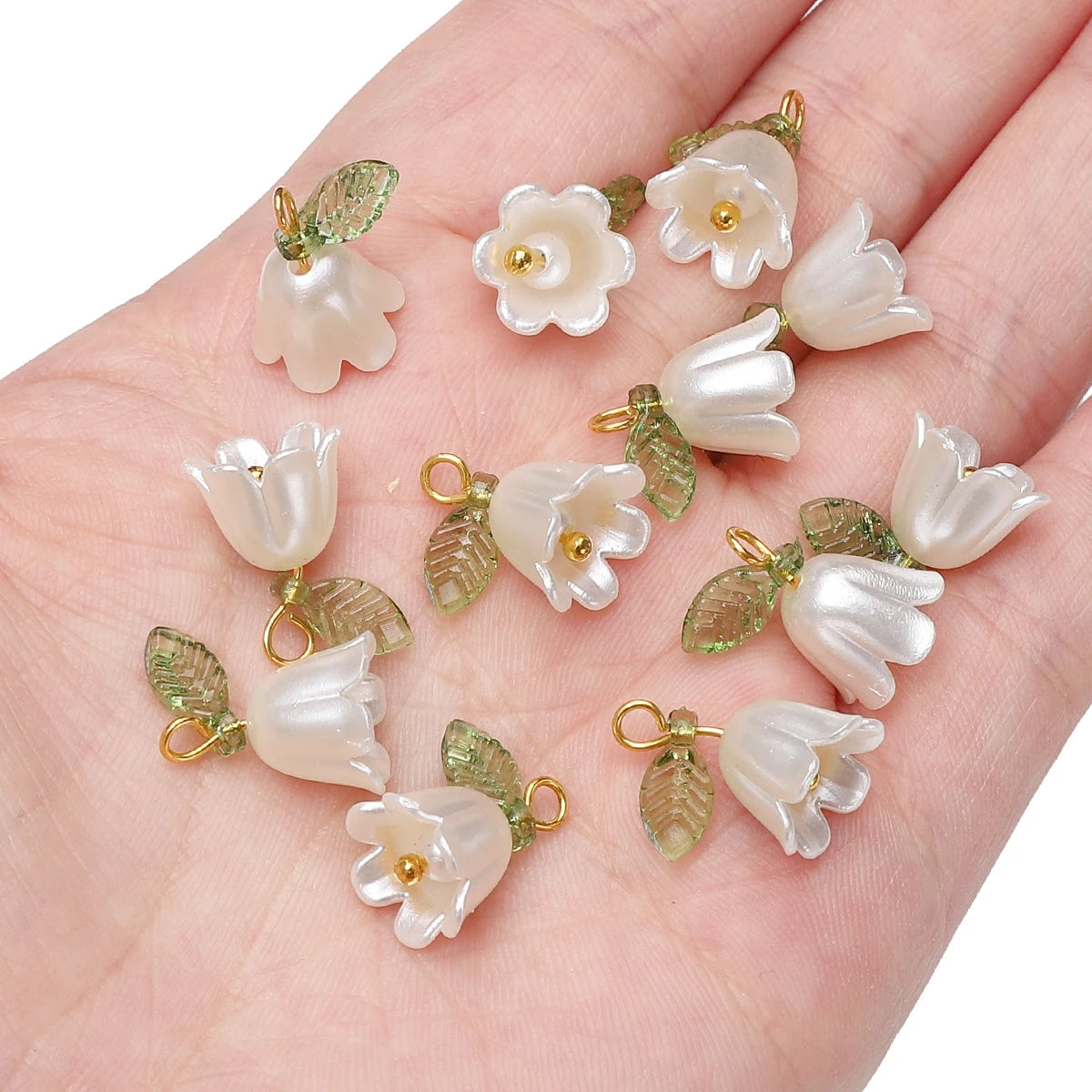 11x14mm 2-10Pcs acrylic lily of the valley flower bud beads plated with colored loose beads, handcrafted DIY making jewelry brac