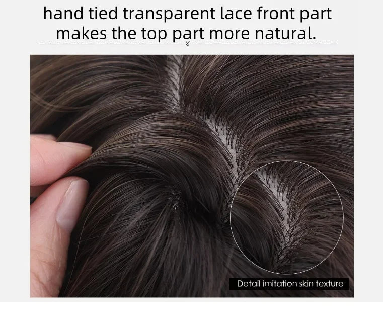 Dark Brown Lace Frontal Wig With Blonde Highlights And Dark Roots Brown Blonde Balayage Heat Friendly Synthetic Wig For Women