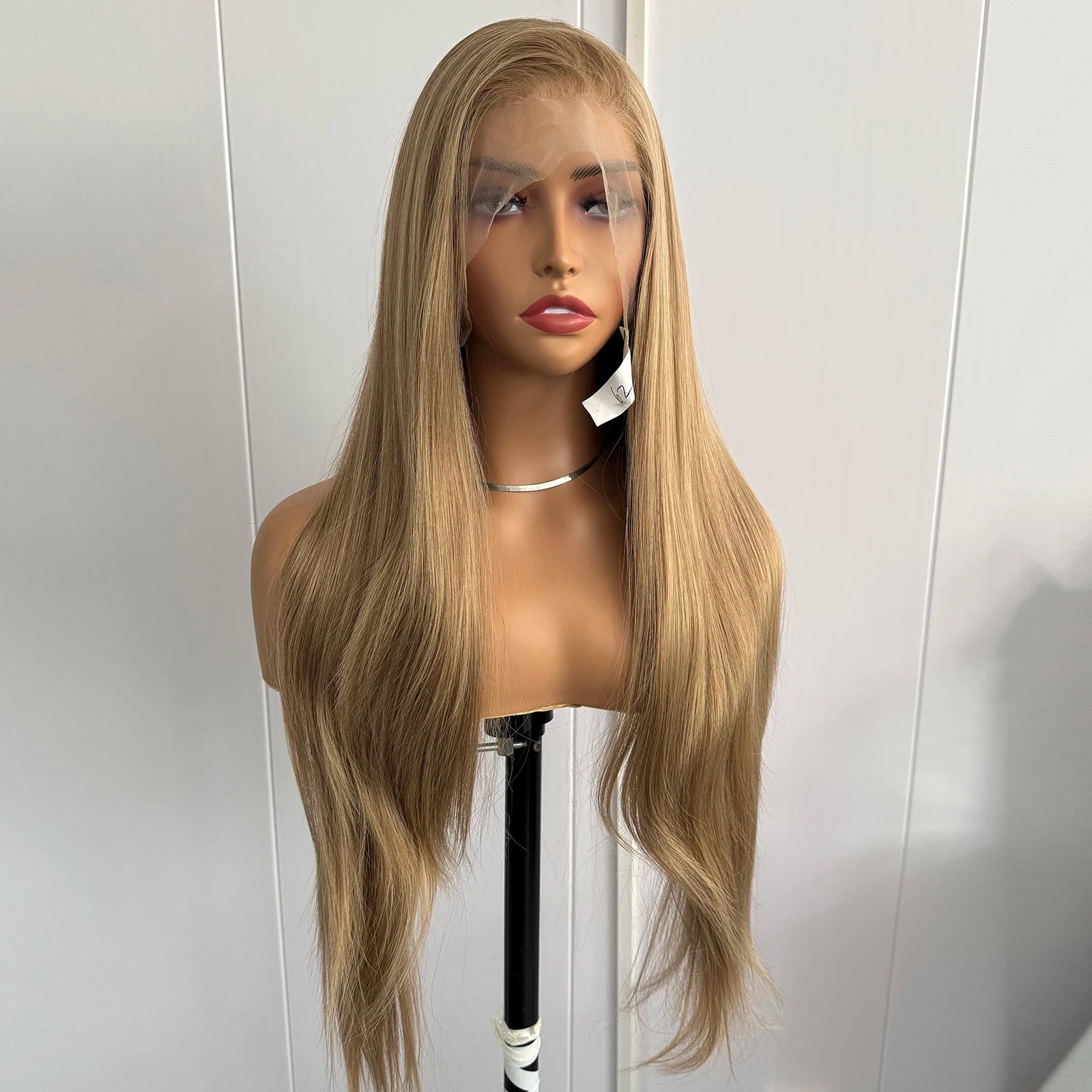 Blonde Highlights Lace Front Wig 13x4 Synthetic Long Silky Straight Wig for Women Mix Color Natural Looking Daily Wear Wigs
