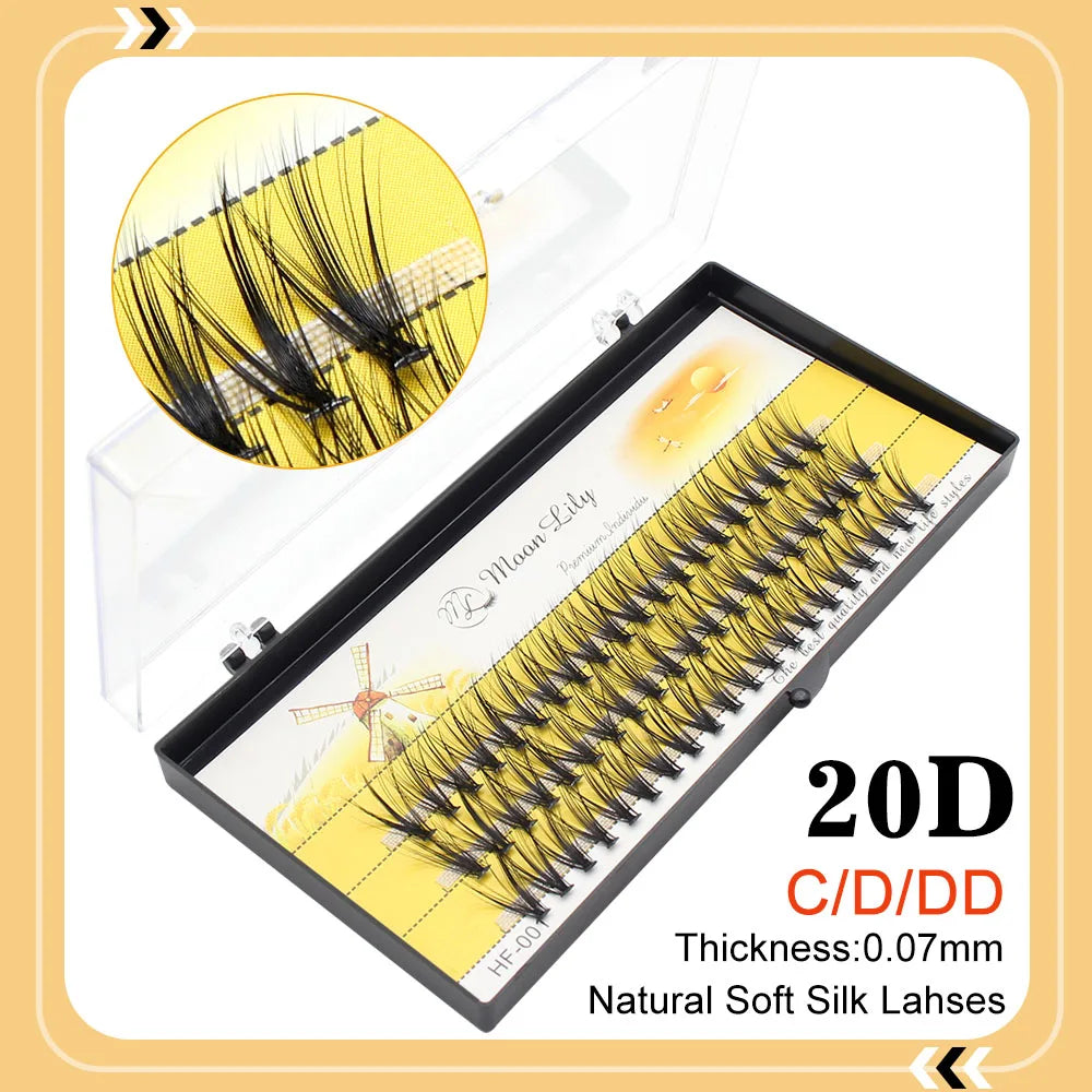 Moonlily Mink Super Cluster Eyelash Extension Natural 3D Russian Volume Faux Eyelashes Individual Lashes Makeup Cilia Cilias