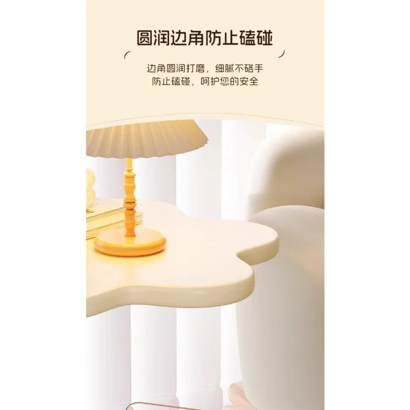 Cream Windblown Hair Coffee Table – Modern Minimalist Small Side Table for Living Room
