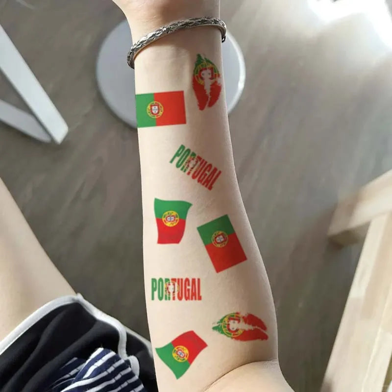 Portugal Flag Temporary Tattoo Sticker, Long-lasting Waterproof, Realistic Non-reflective Fake Tattoo, for Men and Women