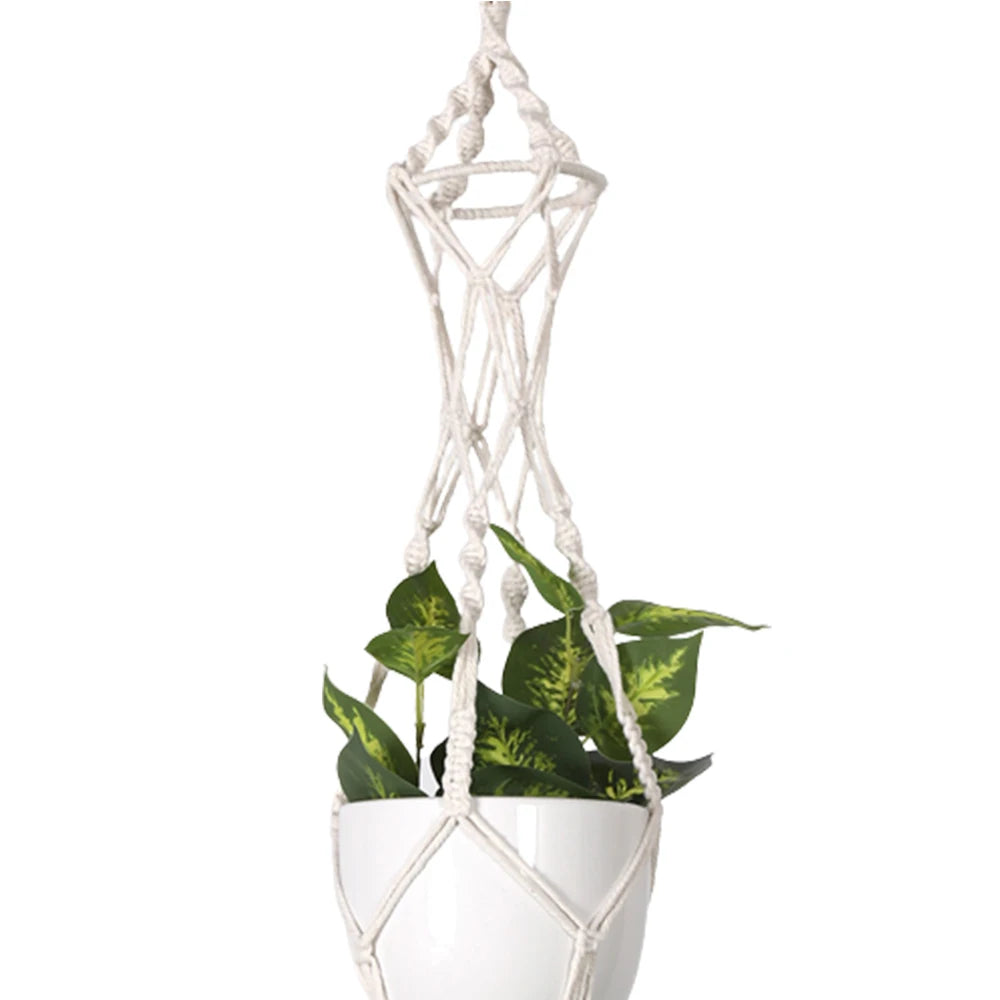Garden Plant Hanging Basket Cotton Rope Hanger Plant Flower Basket Pot Planter Hanger Handmade Macrame Pot Pocket Home Decor 1pc