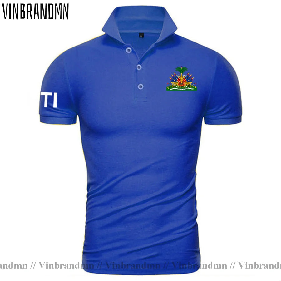 Haiti Haitian Flag Polo Shirt – Men's 100% Cotton Short Sleeve Casual Top