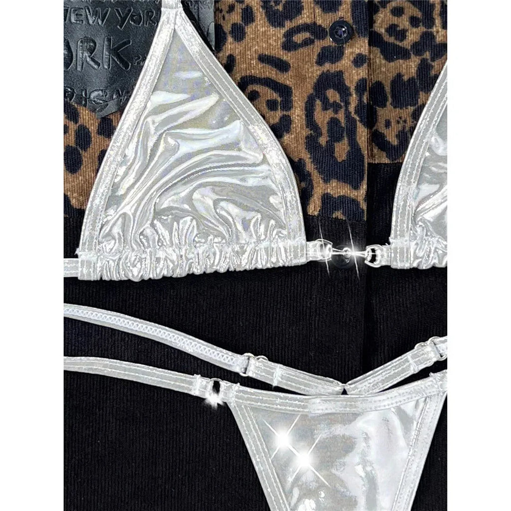 2026 PU Faux Leather Mini Micro Thong Bikini Women Swimwear Female Swimsuit Two-pieces Bikini set Bather Bathing Suit Swim K5280