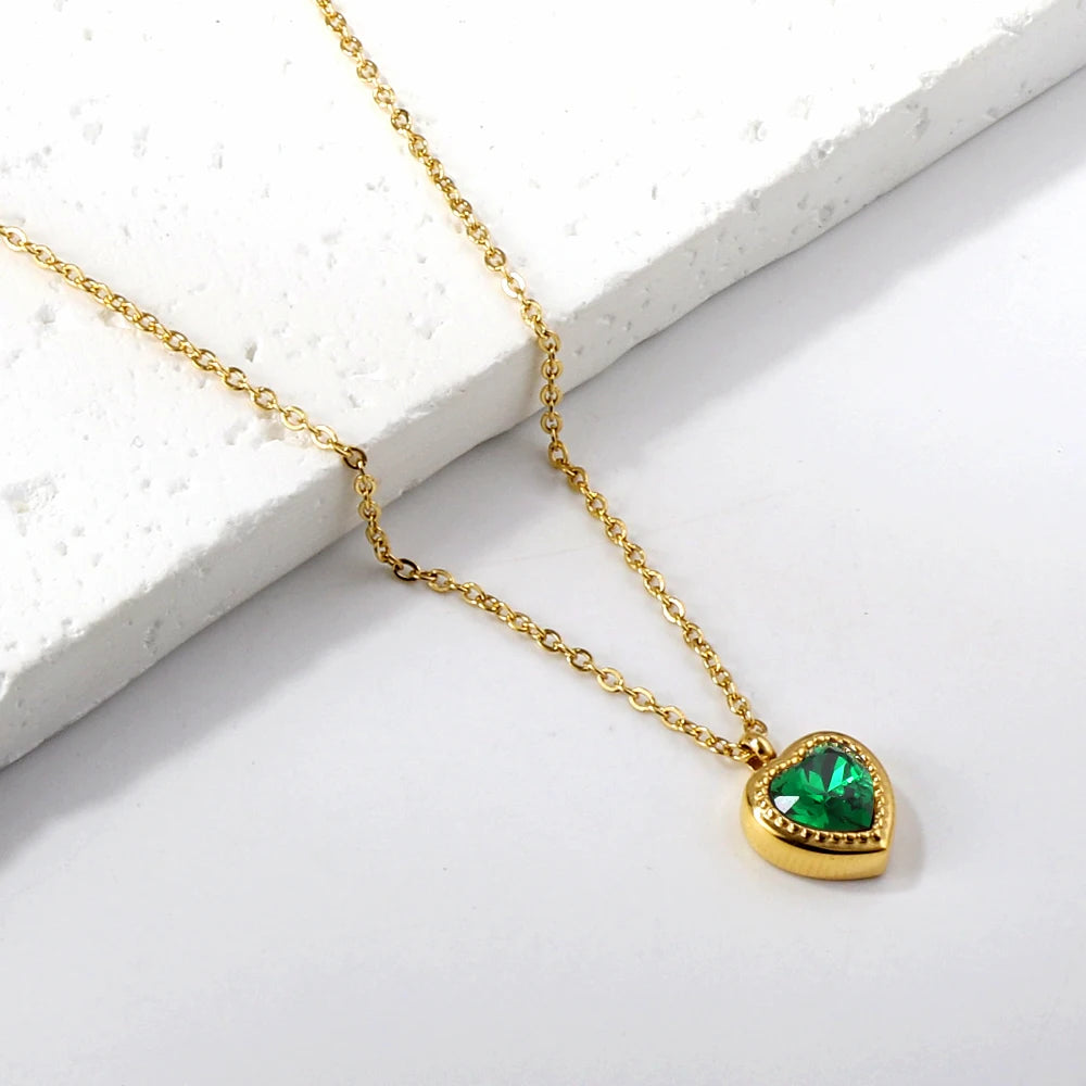 Luxury Heart Zirconia Jewelry Set – Elegant Necklace & Earrings for Women