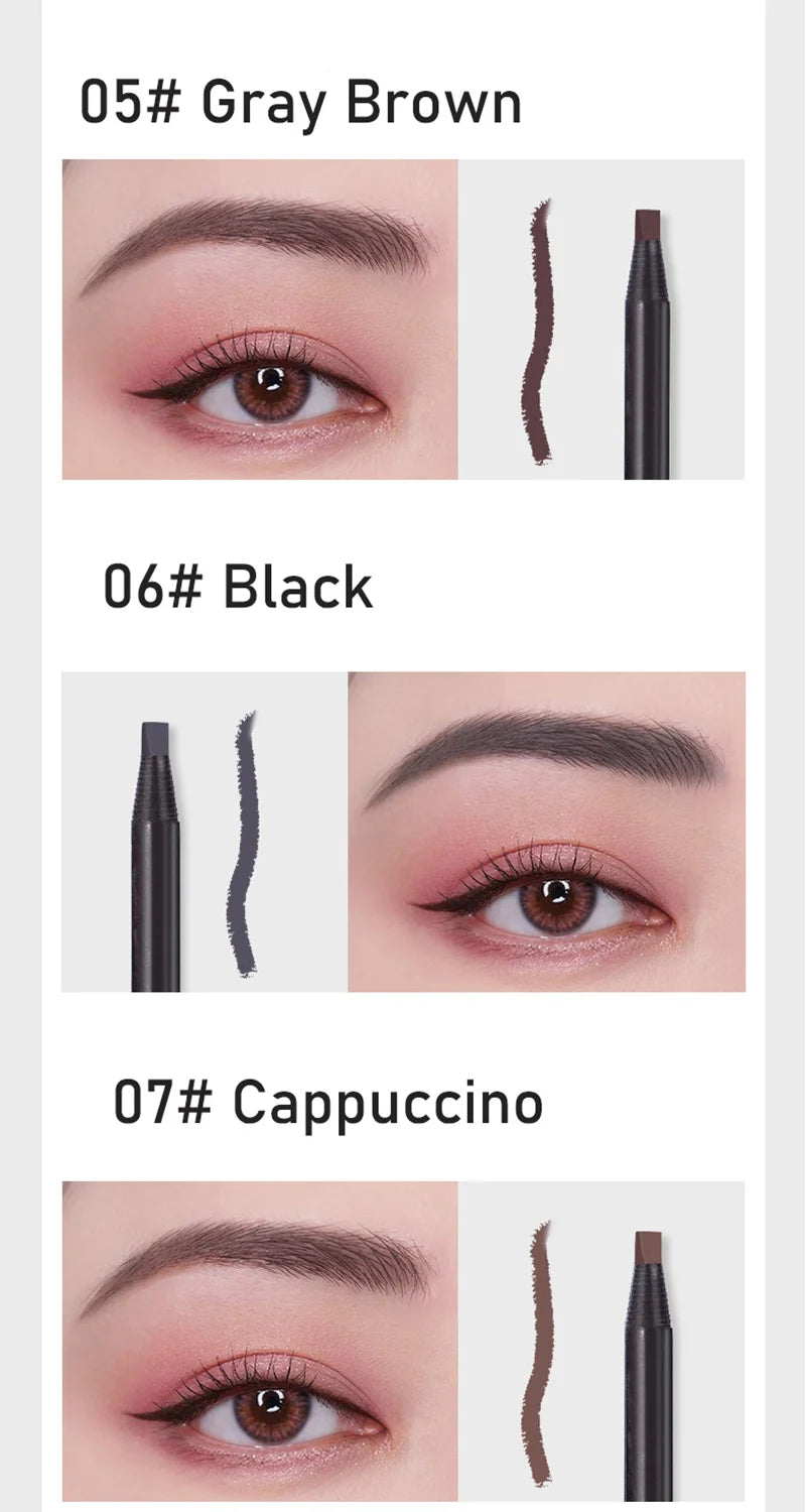 Waterproof Eyebrow Pencil with Soft Brush – Long-Lasting Permanent Makeup Tattoo Tool