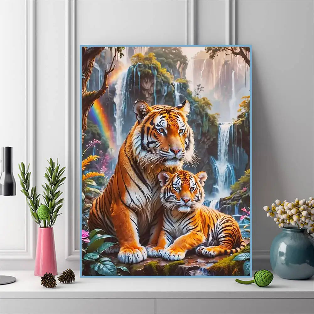Evershine Tiger Diamond Painting Kit | 5D DIY Full Drill Animal Mosaic | Square & Round Drill | Home Decor Wall Art