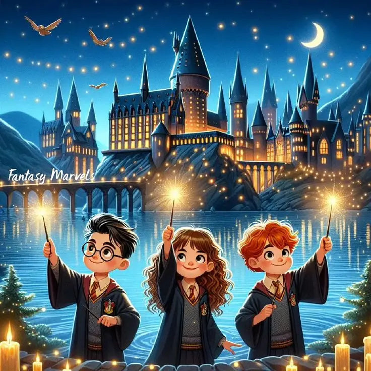 Harry Potter Hogwarts Diamond Painting Kit | 5D DIY Round Drill Mosaic Cross Stitch | Wizarding World Fan Art & Home Decor Gift