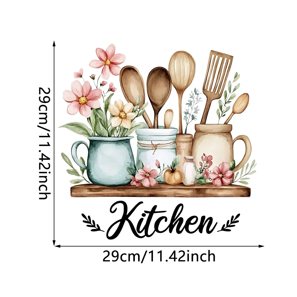 Kitchen Utensils Wall Sticker | Self-Adhesive PVC Waterproof Decal | Creative Home Decor Art for Kitchen & Dining Room