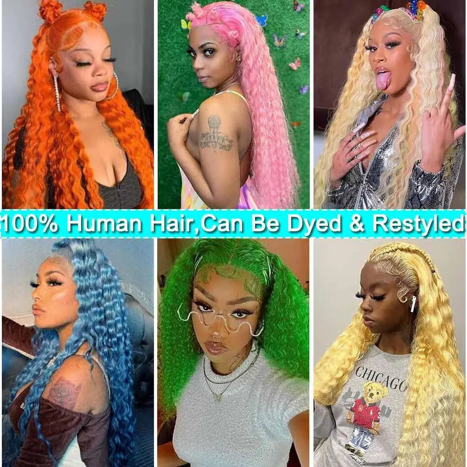 30 Inch 613 Lace Front Wig Human Hair Blonde Wig Human Hair 613 Deep Wave HD Lace Front Wigs 200% Density Pre Plucked For Women