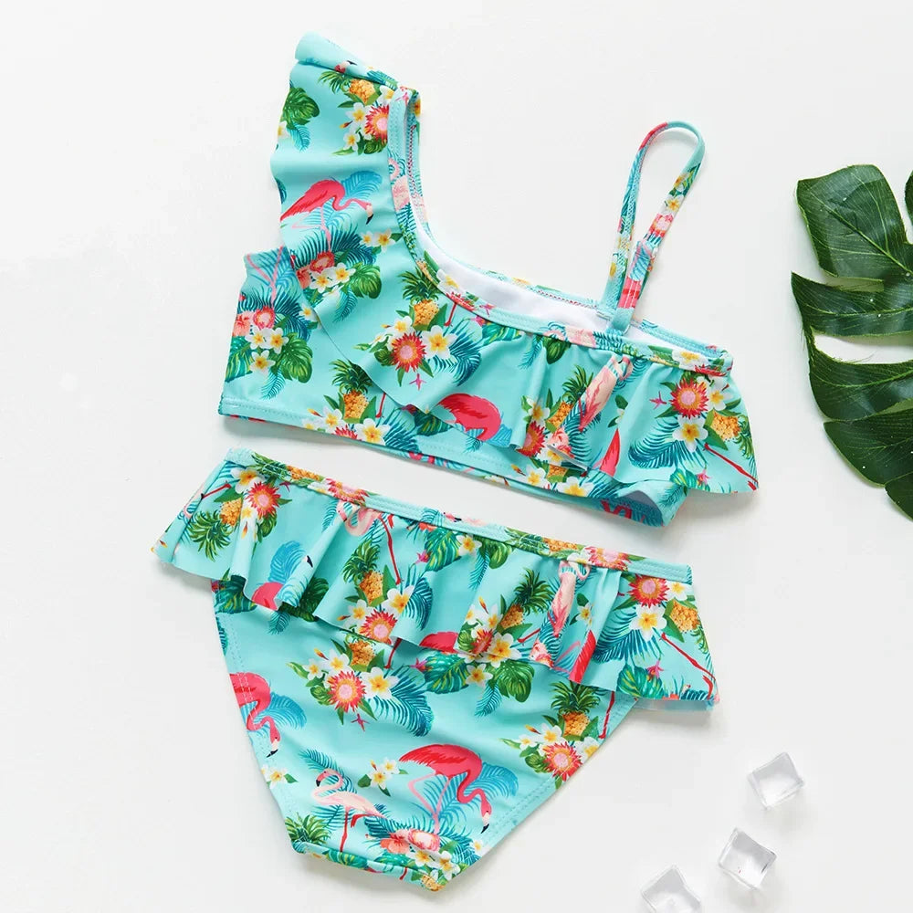 Kids Rainbow Bikini Set – Girls Two-Piece Flounce Swimsuit (Ages 2–10)