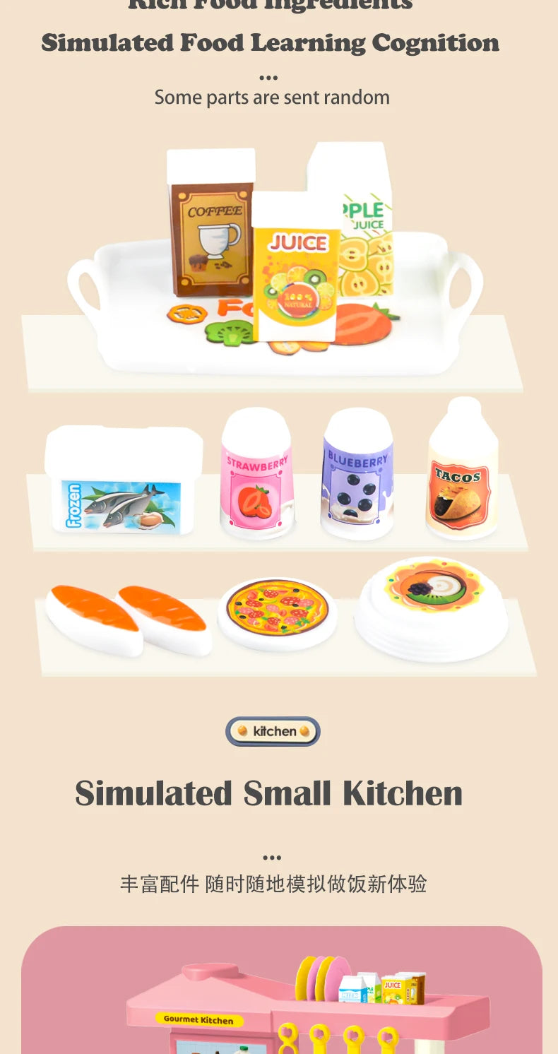 Kids Play Kitchen Accessories Playset – Toy Foods, Pans, Pots, Breads & Utensils for Ages 3+