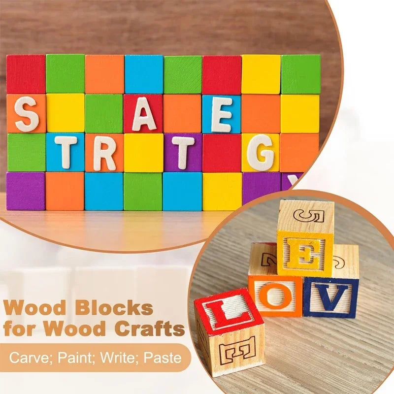 Unfinished Wood Cubes for Crafts | 12pcs 3.5cm Natural Pine Square Blocks | DIY Painting, Decor & Party Projects