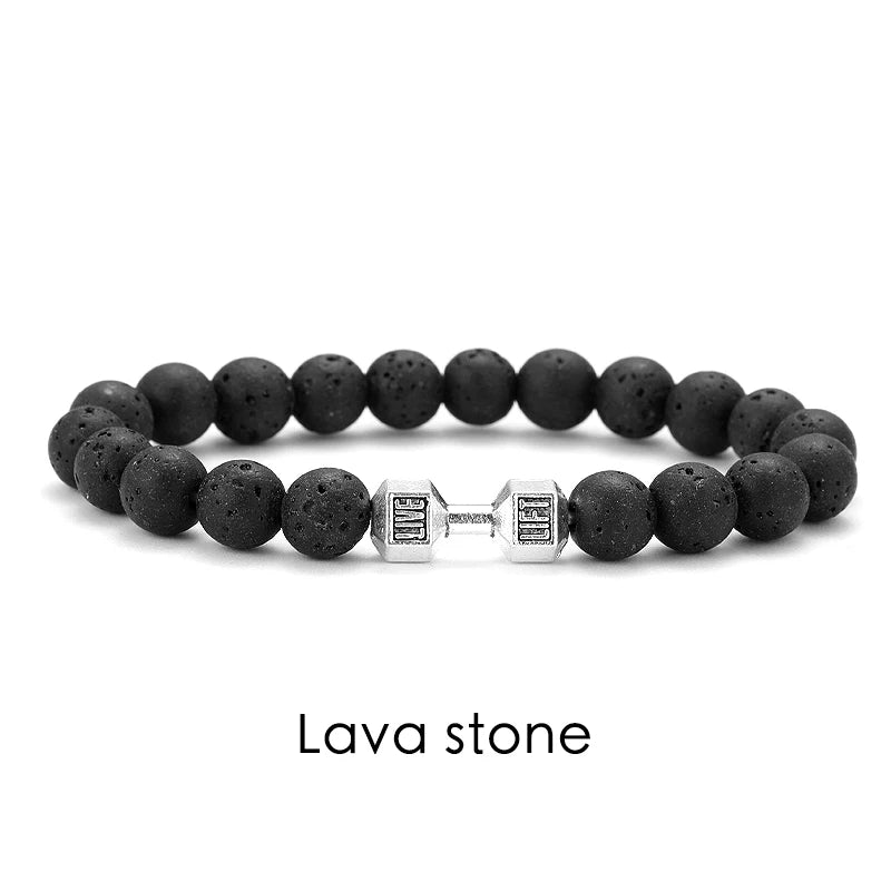 Natural Volcanic Stone Bracelet – Matte Black Lava Bead Fitness Bracelet for Men & Women