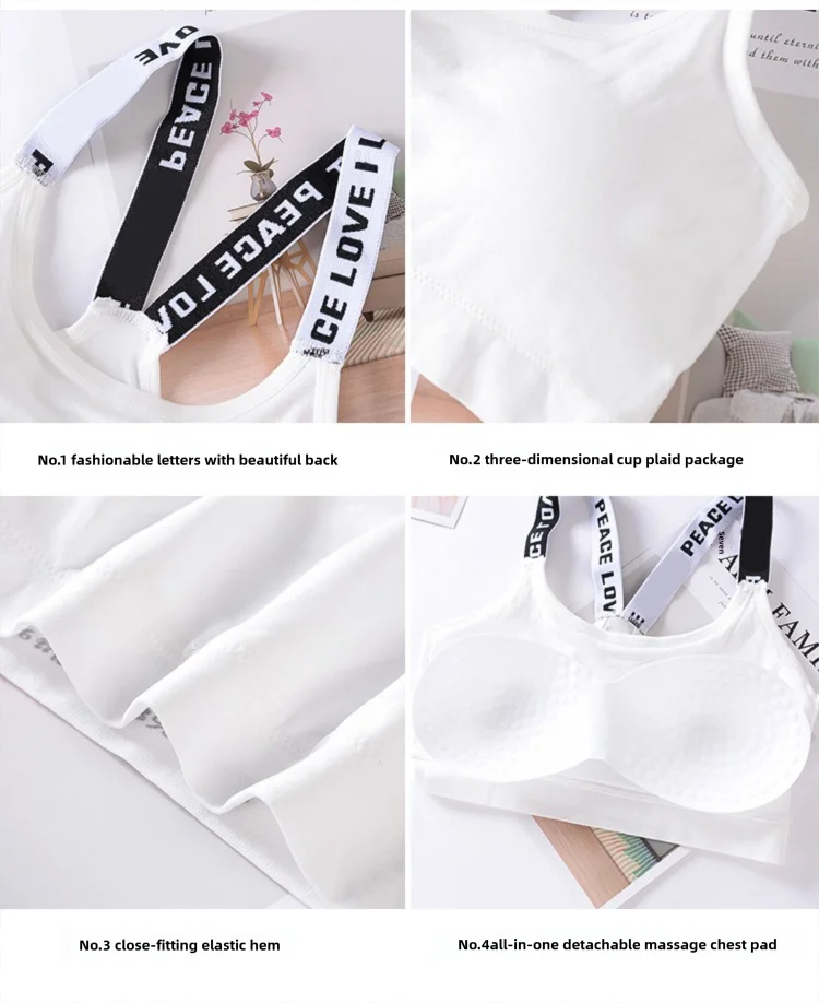 Women's Sports Yoga Crop Top – Seamless Fitness Activewear with Wide Letter Straps