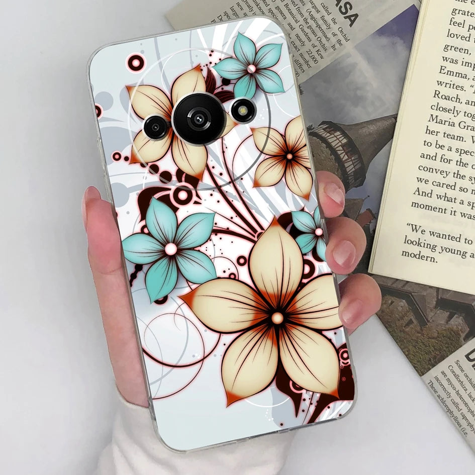 Xiaomi Redmi A3 Phone Case – Butterfly Coloured Drawing Back Cover with Screen Protector