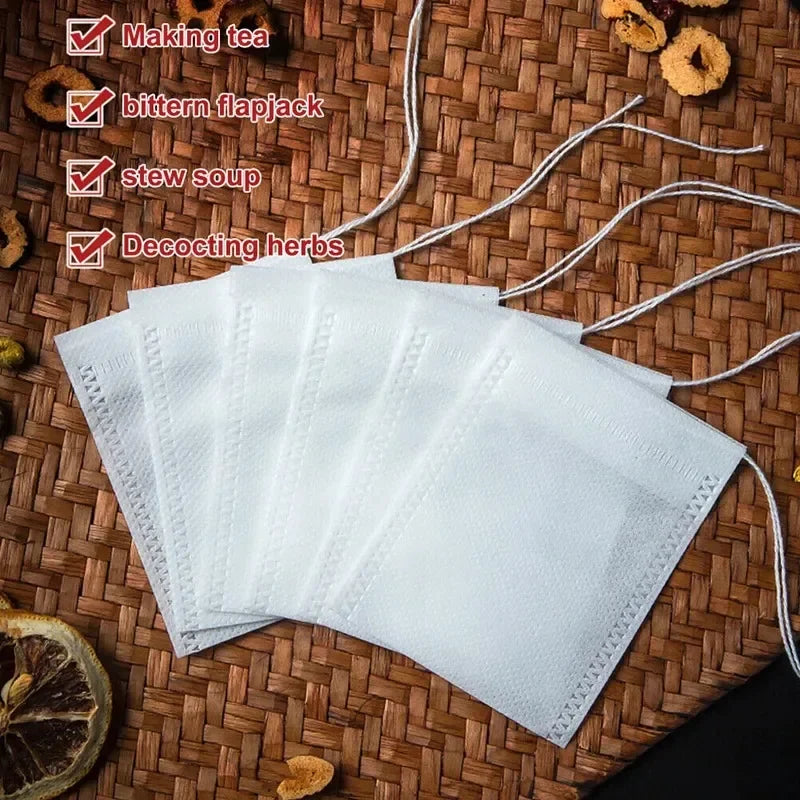 200/50PCS Disposable Tea Filter Bags Non-woven Fabric Tea Bag with Drawstring Kitchen Filter Paper for Coffee Herb Loose Tea
