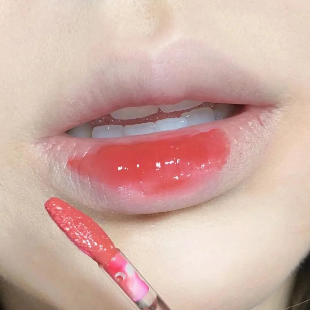 Cherry Pink Mirror Water Lip Gloss Lip Glaze Transparent Glass Lip Oil Waterproof Liquid Lipstick Nude Brown Clear Tint Makeup
