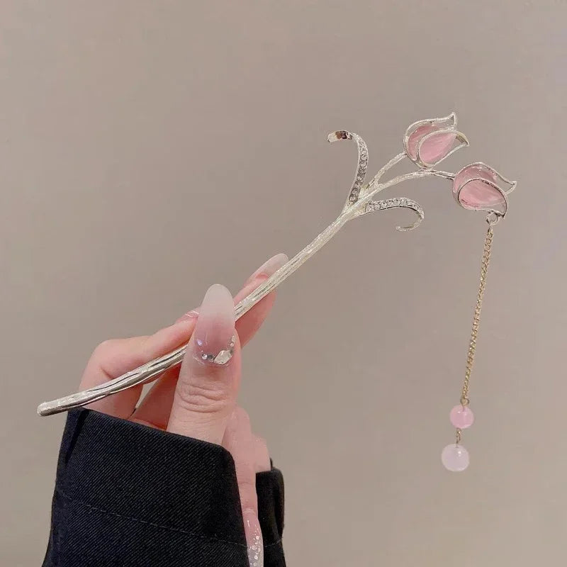 Charm Metal Hairpins Retro Antique Tassel Phoenix Student Pearl Rhinestone Butterfly Hair Stick Jewelry Wedding Hair Accessories