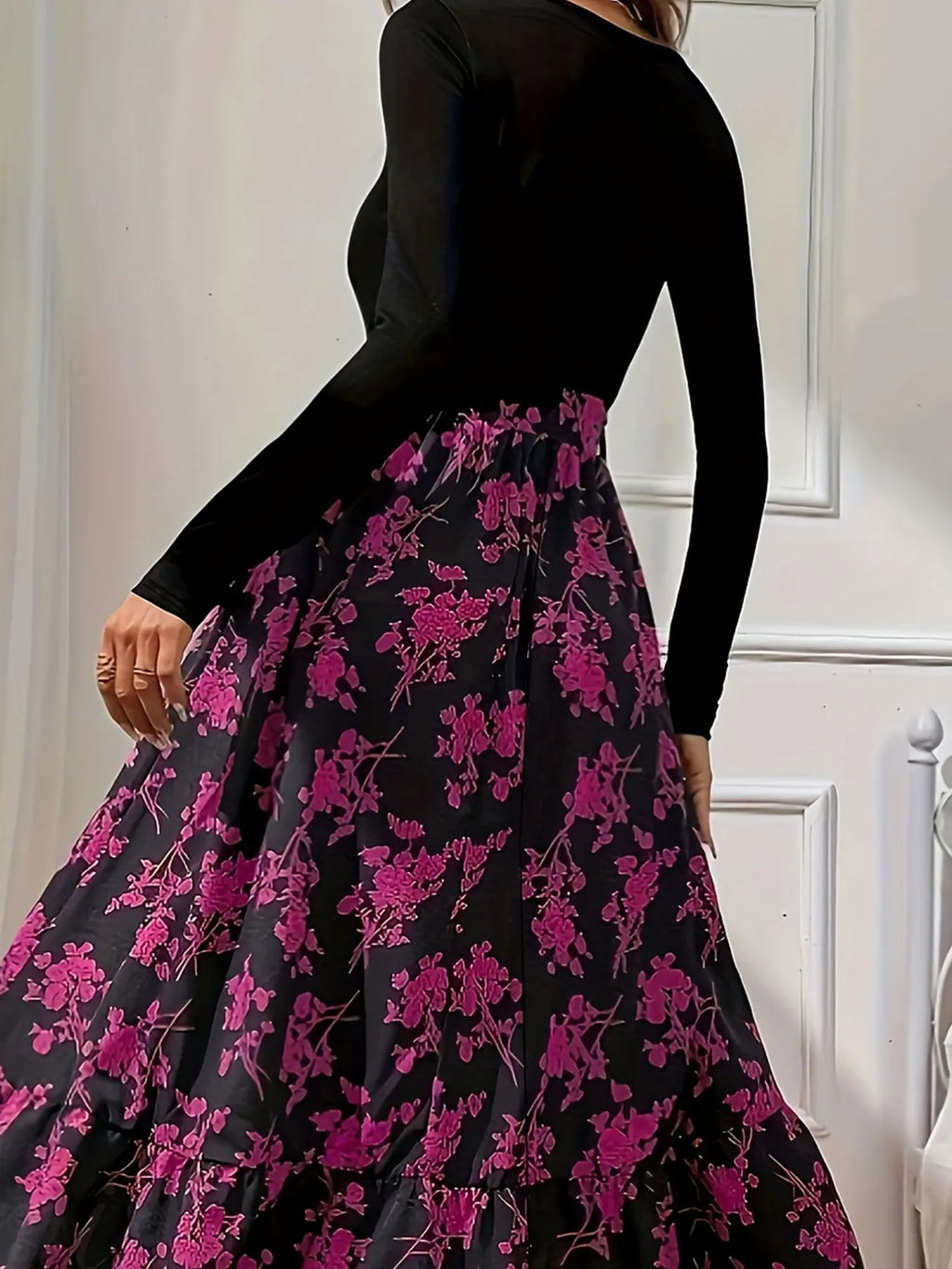 Ladies' large-size printed woven summer casual dress