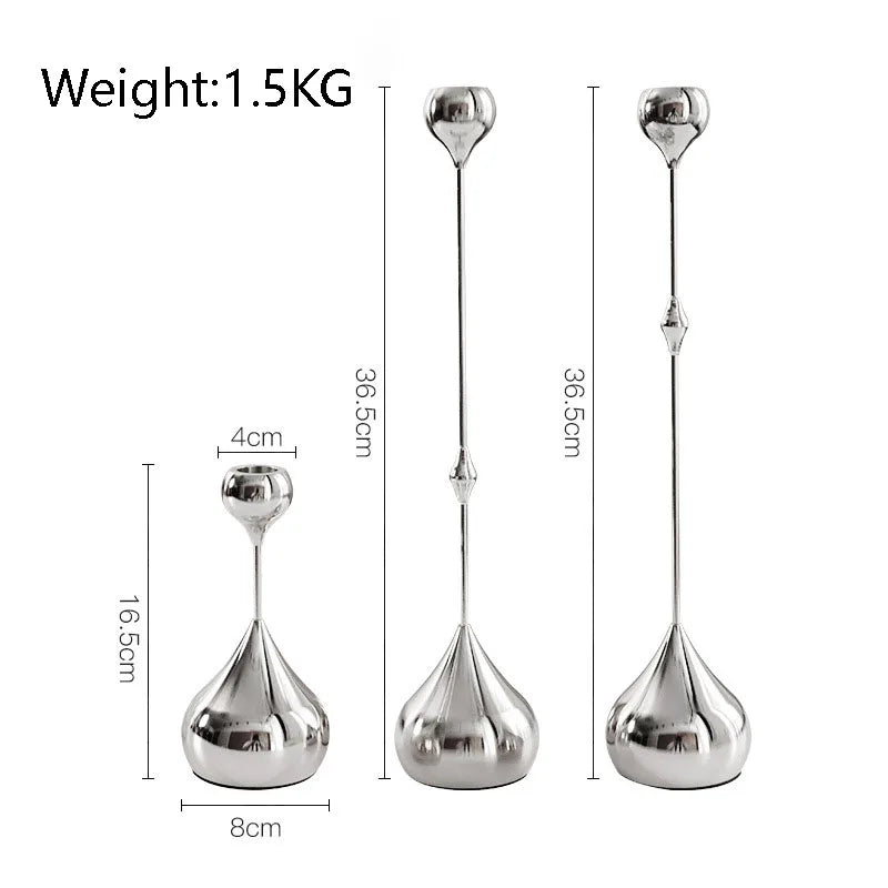 Water Drop Candle Holders Set of 3 | Luxury Nordic Iron & Glass Candlesticks | Romantic Dining Table Decor for Weddings & Home