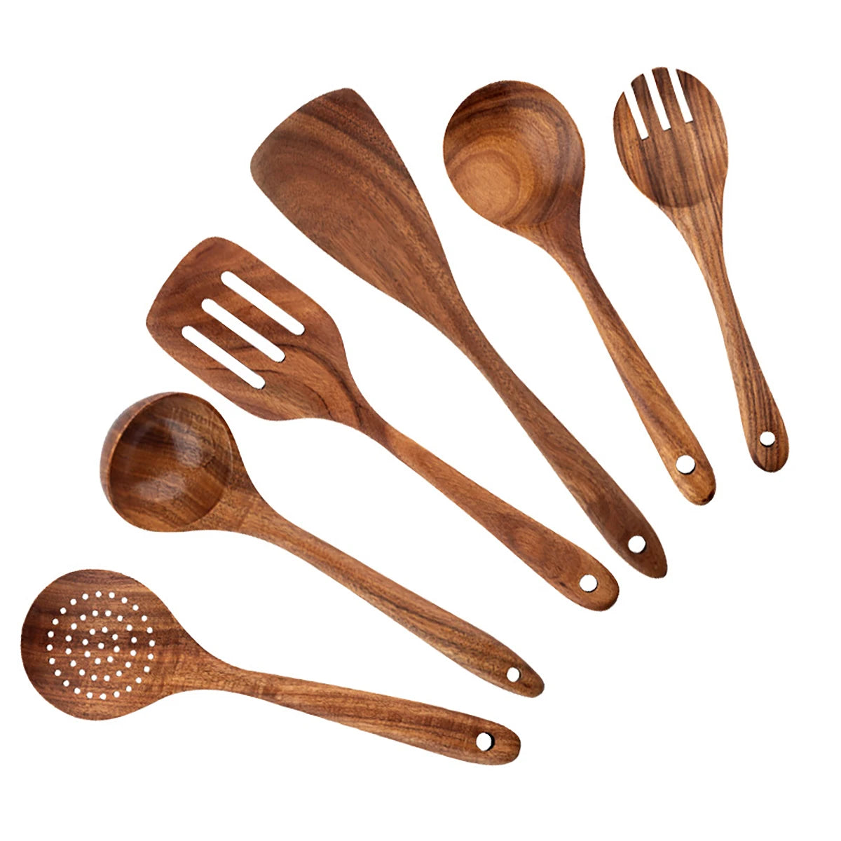 Wood Kitchenware Cooking Set – Natural Wooden Kitchen Utensils for Home Cooking